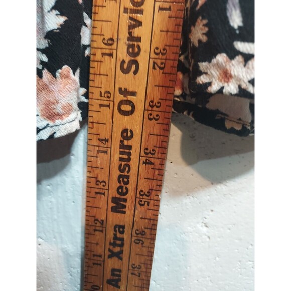 American Eagle Babydoll Dress Mini Short Tie Back Puff‎ Sleeve Black Floral S - Picture 5 of 9